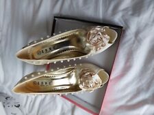 blush satin bridal shoes for sale  LEEDS