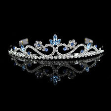 3cm Tall Wedding Prom Bride Bridemaid Light Blue Crystal Tiara Crown Combs for sale  Shipping to South Africa