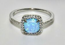 Sterling Silver Blue Opal Cluster Ring - 925 Silver - All Sizes for sale  BIRMINGHAM