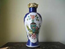 19th century Chinese Qing Powder Blue Ground Famille Verte Lamp Vase Kangxi mark d'occasion  Expédié en Belgium