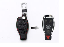 For Mercedes Benz 3 Button Remote Fob Bag PU Leather Car Key Full Cover Case for sale  Shipping to South Africa