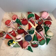 Enfeites de Natal vintage de tecido cone de sorvete feitos à mão 18 comprar usado  Enviando para Brazil