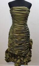 ALYCE DESIGNS SIZE 8 GREEN RUFFLED TAFFETA STRAPLESS RUCHED COCKTAIL PARTY DRESS for sale  Shipping to South Africa