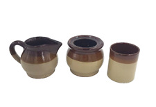Vintage Stoneware Tea Set Cream Milk Jug Sugar Bowl and Cup Mug Tri Colour for sale  Shipping to South Africa