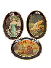 Tin Tip Trays Oval Pepsi Cola Dr. Pepper White Rock 6" Set of 3 Vintage 1970's for sale  Shipping to South Africa