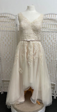 Wedding Dress Champagne JJ'S House Dipped Hem Size 14 Sleeveless Vintage VH#03 for sale  Shipping to South Africa