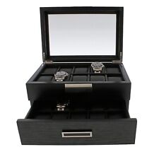 20 Watch Box in Black Oak Veneer Finish with Drawer by Aevitas Slight Damage for sale  Shipping to South Africa