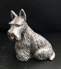 Estatuilla Schnauzer de metal plateado peltre perro cachorro muy detallada estatua M segunda mano  Embacar hacia Argentina