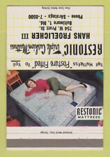 Matchbook Cover Restonic Mattress Hans Froelicher Baltimore MD girlie 40 Strike for sale  Shipping to South Africa
