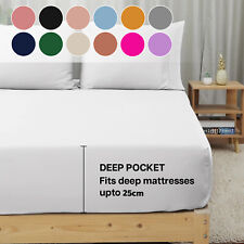 Extra Deep 25CM Fitted Sheet Bed Sheets Single Double King Super King Bed Size for sale  Shipping to South Africa