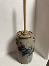 Vtg Full Size Rowe Pottery Works Churn With Lid And Stick Blue Bird Design EUC for sale  Shipping to South Africa