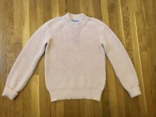 Alice Walk The Alpaca Sweater Fisherman Knit Crew Neck Light Pink Wool M, used for sale  Shipping to South Africa