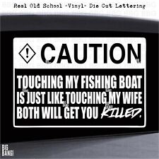 FISHING BOAT Vinyl Decal Sticker Vinyl Die Cut Quality Old School Lettering USA  for sale  Shipping to South Africa