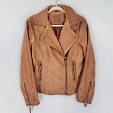 Chaqueta Max Studio para mujer mediana marrón cuero sintético moto con cremallera informal clásica segunda mano  Embacar hacia Mexico