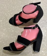 M&S Collection Ladies Strappy Sandals, size 6.5 wider fit, Black Faux Suede for sale  Shipping to South Africa