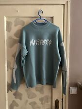 sweter w kolorze morskim ze wzorem kościotrupim styl y2k , używany na sprzedaż  PL