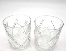 Juego de 2 gafas de whisky vintage de cristal de corte transparente con patrón de diamante antiguo segunda mano  Embacar hacia Argentina