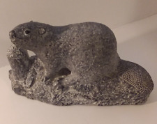 Escultura de piedra de jabón castor tallada a mano en Canadá Escultura de lobo Original 9 1/2" segunda mano  Embacar hacia Mexico