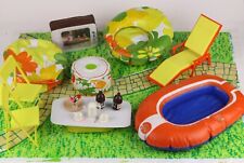 Vintage Barbie 1970's inflatable vinyl patio furniture set + bonus TV and raft!, used for sale  Shipping to South Africa