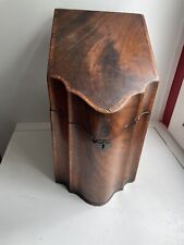 Antiguo cuchillo de té georgiano caja de madera serpentina caoba incrustaciones escritorio almacenamiento segunda mano  Embacar hacia Argentina