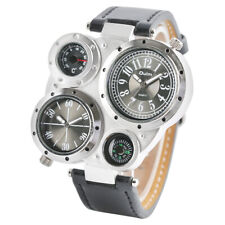 Relógio militar masculino OULM design exclusivo de dois fusos horários relógio de pulso steampunk presente comprar usado  Enviando para Brazil