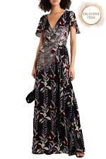 RRP€1020 TEMPERLEY LONDON Crepe Maxi Wrap Dress UK8 US4 S Floral Sequins Belted for sale  Shipping to South Africa