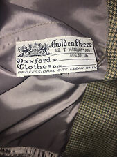 VTG Oxxford Golden Fleece Multi Houndstooth Cashmere Dandy Green/Blue 42T Mint for sale  Shipping to South Africa