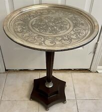 Cairoware Style Pedestal Tray Table Silver Plate 20.25” X 26.5” End Side EUC! for sale  Shipping to South Africa