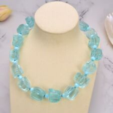 20" 25mm Natural Light Blue Crystal Glass Rough Nugget Necklace Lady Gifts for sale  Shipping to South Africa