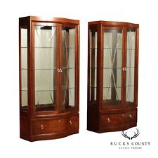 Thomasville Bogart Coll. Modern Art Deco Style Tall Pair Display Curio Cabinets for sale  Hatfield