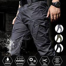 Mens Waterproof Cargo Trousers Lightweight Elasticated Combat Work Bottoms Pants, used for sale  WALSALL