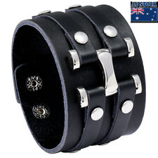 Homens Mulheres Punk 50mm Wide Leather Wristband Bangle Cuff Rivet Bracelet Ajustado comprar usado  Enviando para Brazil