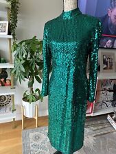 1980s Oleg Cassini Emerald Sequin Dress for sale  Shipping to South Africa