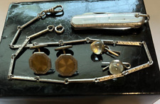 Corrente de relógio de bolso antiga vintage, chaveiro de faca OMD, abotoaduras joias, usado comprar usado  Enviando para Brazil