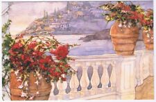 Vasos de flores arte cartão postal na varanda de mármore, usado comprar usado  Enviando para Brazil