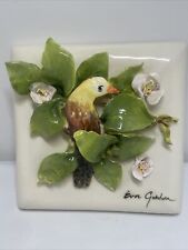 Azulejo cerâmico Eva Gordon design 3D pássaro/floral assinado comprar usado  Enviando para Brazil
