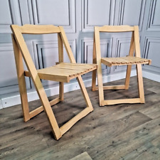 Vintage Pair x2 Wooden Folding Director Deck Chairs Habitat ? Aldo Jacober Style for sale  Shipping to South Africa