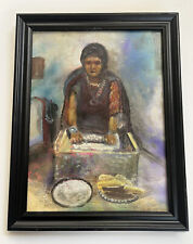 Pintura al óleo vintage ""Molienda de maíz para tortillas"" de Bill Rakocy segunda mano  Embacar hacia Argentina