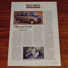 Volkswagen eurovan magazine for sale  Salt Lake City