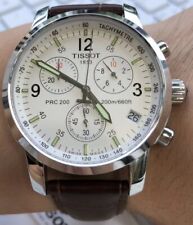 Usado, Usado na caixa relógio masculino Tissot PRC 200 Series mostrador branco com pulseira de couro marrom comprar usado  Enviando para Brazil