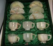 Tazas de té y platillos artesanales de mármol de ónix de colección con estuche segunda mano  Embacar hacia Argentina