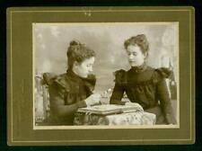 S15, 528-07, década de 1890, tarjeta de gabinete, 2 damas mirando un álbum de tarjetas de gabinete, usado segunda mano  Embacar hacia Argentina