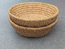 Used, Pair of Bread Basket Bread Proving Basket Fruit Basket Woven Rattan Round Used  for sale  Shipping to South Africa