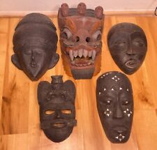 Hand Carved Wooden African Ceremonial Tribal Mask Lot Of 5 Ghana / African Art for sale  Shipping to South Africa
