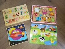 Bundle Wooden Toddler Puzzles Numbers Farm Animals Rocket Puzzle for sale  Shipping to South Africa