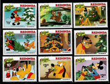 Redonda 1981 - Disney - Navidad Donald, Plutón - Juego de 9 Estampillas - Estampillada sin montar o nunca montada segunda mano  Embacar hacia Argentina