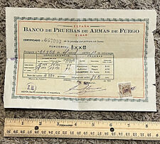1951 ESPAÑA BANCO DE PRUEBAS DE ARMAS DE FUEGO BANCO DE PRUEBAS DE ARMAS DE FUEGO CERTIFICADO DE STOCK. segunda mano  Embacar hacia Argentina