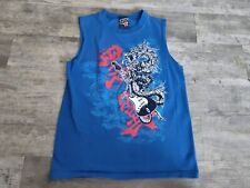 Top Heavy Boys Sleeveless Cut-off Blue Tee Shirt Dragon Guitar Size L for sale  Shipping to South Africa