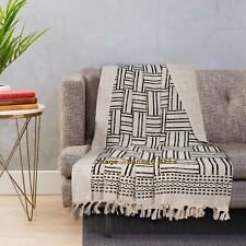 Cobertores de sofá 100% algodão natural com franjas e colcha boêmia tecida à mão comprar usado  Enviando para Brazil