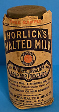 VINTAGE HORLICK'S MALTED MILK FREE SAMPLE GLASS JAR WITH PAPER LABEL & METAL CAP for sale  Shipping to South Africa